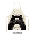 Cute cartoon cat print kitchen apron waterproof apron cotton linen easy to clean home tools 12 styles to choose from