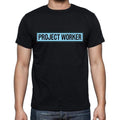Project Worker t shirt, mens t-shirt, occupation, S Size, Black, Cotton