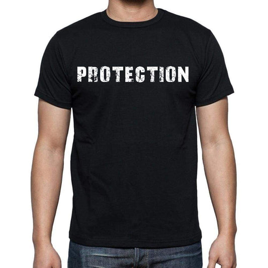 Protection White Letters Mens Short Sleeve Round Neck T-Shirt 00007