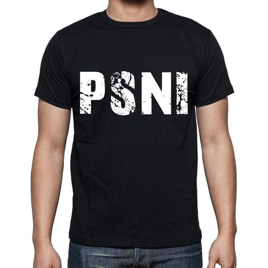 Psni Mens Short Sleeve Round Neck T-Shirt 4 Letters Black - Casual