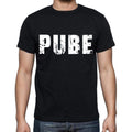pube Men's Short Sleeve Round Neck T-shirt , 4 letters Black
