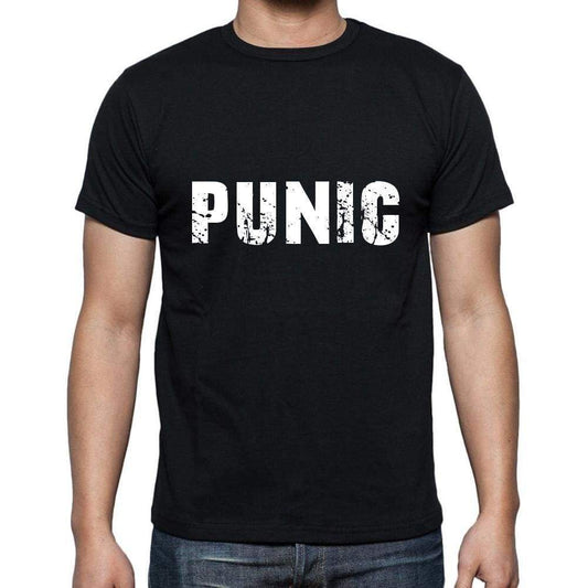 Punic Mens Short Sleeve Round Neck T-Shirt 5 Letters Black Word 00006 - Casual
