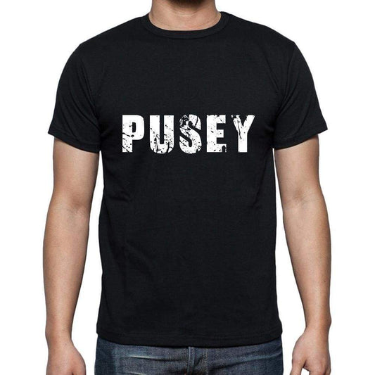 Pusey Mens Short Sleeve Round Neck T-Shirt 5 Letters Black Word 00006 - Casual