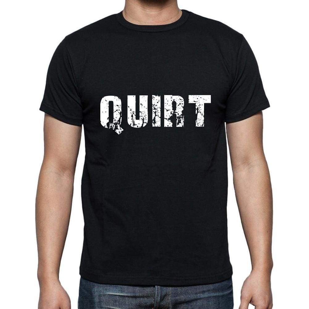 Quirt Mens Short Sleeve Round Neck T-Shirt 5 Letters Black Word 00006 - Casual