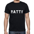 ratty Herren Kurzarm-T-Shirt mit Rundhalsausschnitt, 5 Buchstaben Schwarz, Wort 00006