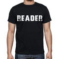 Leser, weiße Buchstaben, Herren-Kurzarm-Rundhals-T-Shirt 00007