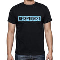 Receptionist t shirt, mens t-shirt, occupation, S Size, Black, Cotton