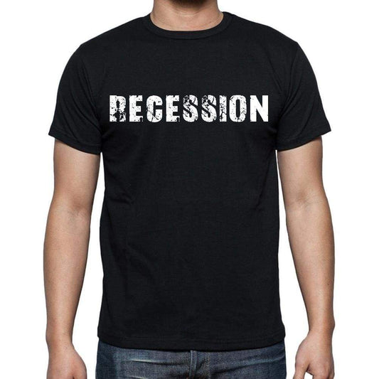 Recession White Letters Mens Short Sleeve Round Neck T-Shirt 00007