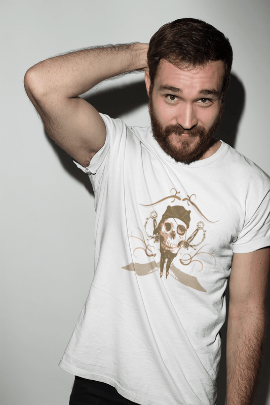 Original Pirate Skull, Weißes Herren-T-Shirt, 100 % Baumwolle, Rundhalsausschnitt 00187