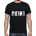 reiki Men's Short Sleeve Round Neck T-shirt , 5 letters Black , word 00006