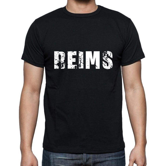 Reims Mens Short Sleeve Round Neck T-Shirt 5 Letters Black Word 00006 - Casual