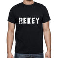 rekey Men's Short Sleeve Round Neck T-shirt , 5 letters Black , word 00006