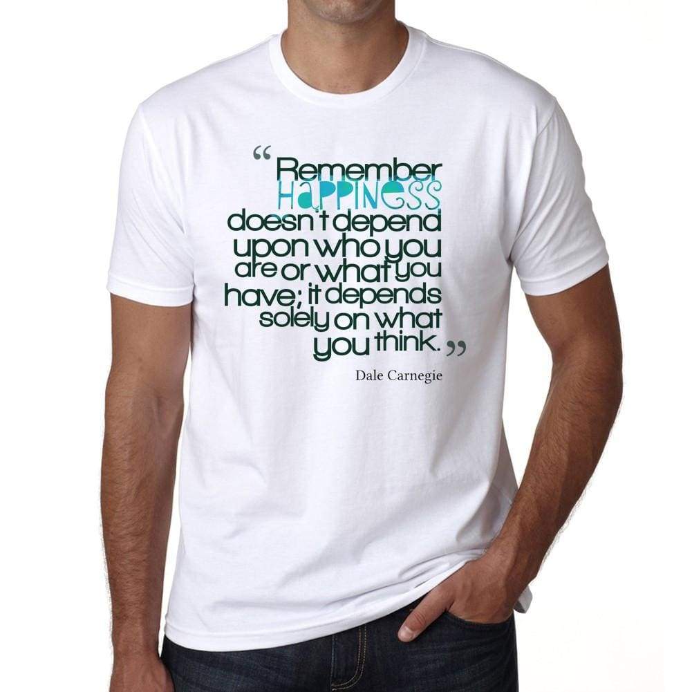 Remember Happiness Mens White Tee 100% Cotton 00169