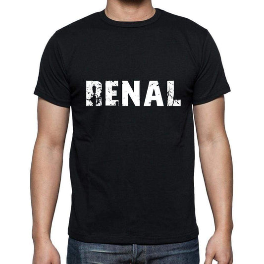 Renal Mens Short Sleeve Round Neck T-Shirt 5 Letters Black Word 00006 - Casual