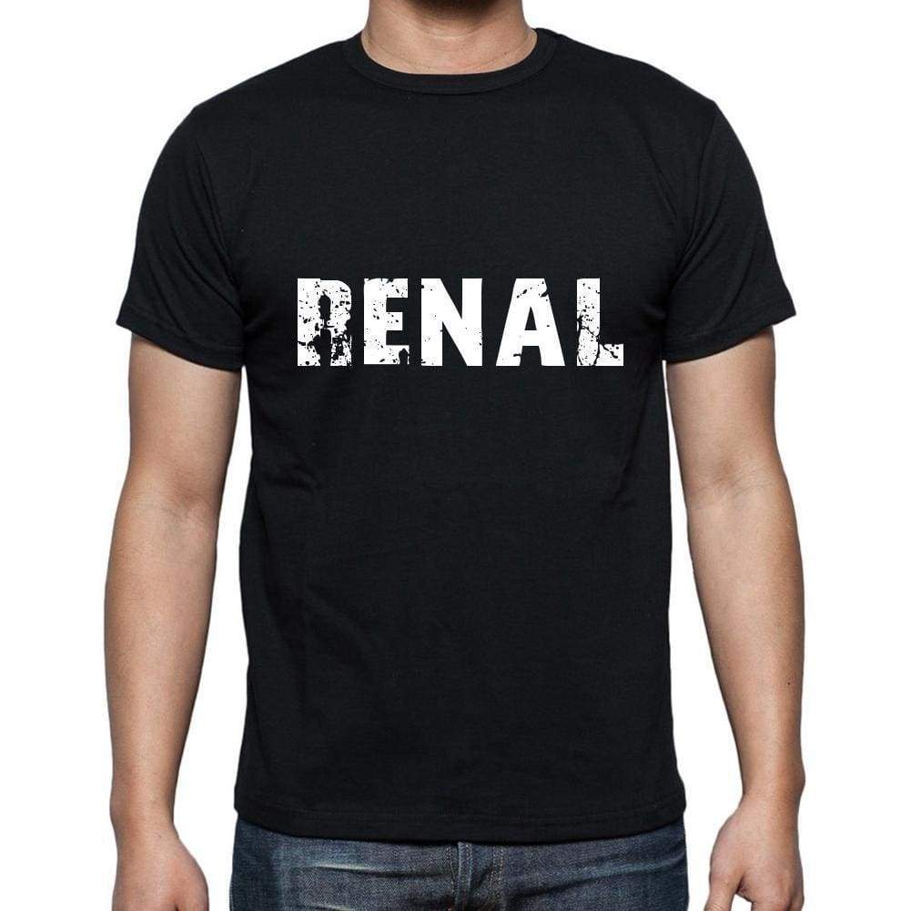 Renal Mens Short Sleeve Round Neck T-Shirt 5 Letters Black Word 00006 - Casual
