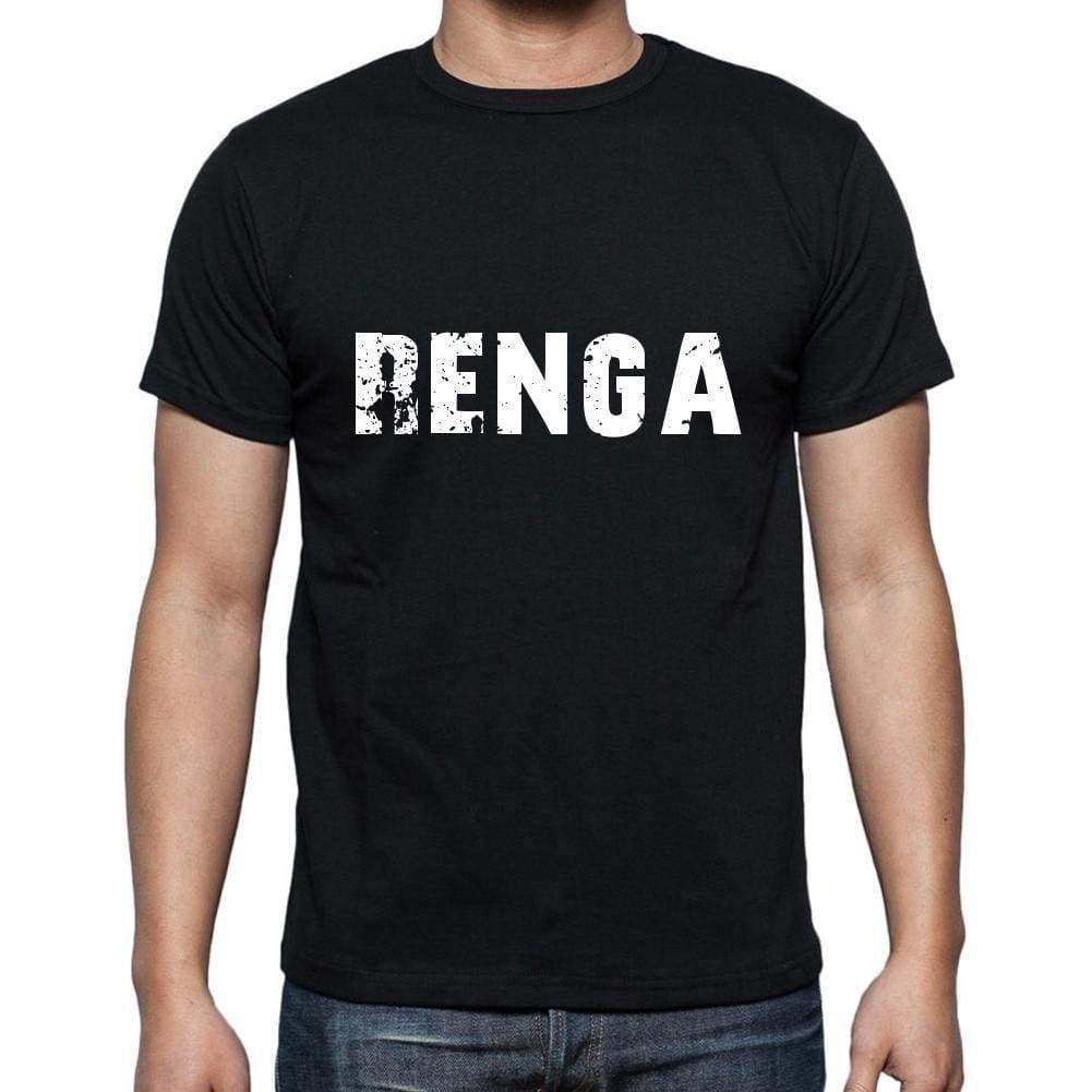 Renga Mens Short Sleeve Round Neck T-Shirt 5 Letters Black Word 00006 - Casual