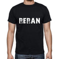 reran Men's Short Sleeve Round Neck T-shirt , 5 letters Black , word 00006