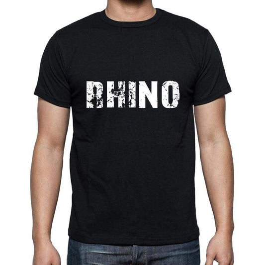 Rhino Mens Short Sleeve Round Neck T-Shirt 5 Letters Black Word 00006 - Casual