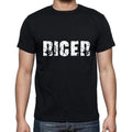 ricer Men's Short Sleeve Round Neck T-shirt , 5 letters Black , word 00006