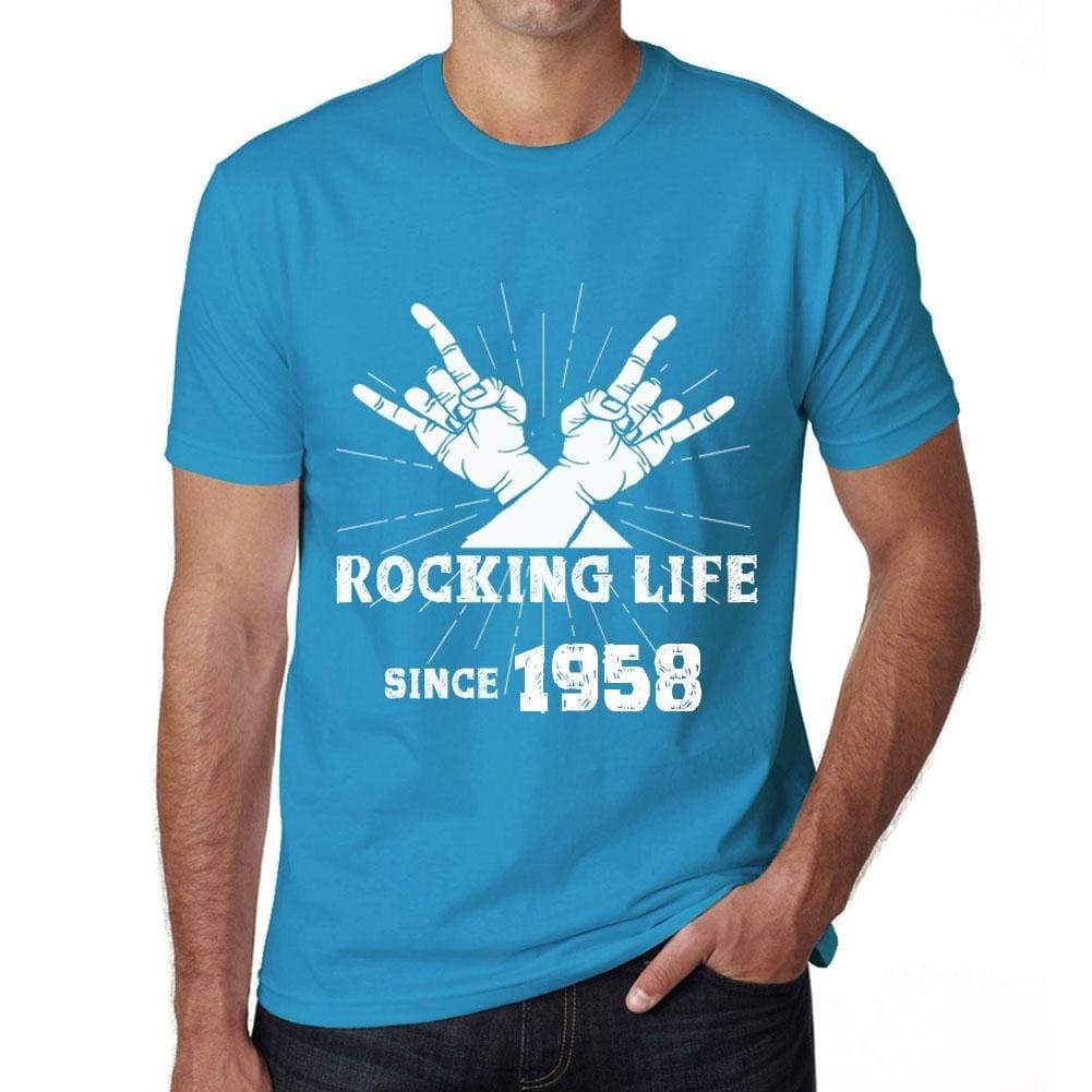 Rocking Life Since 1958 Mens T-Shirt Blue Birthday Gift 00421 - Blue / Xs - Casual
