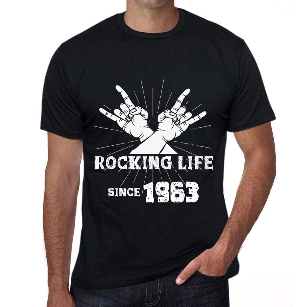 Rocking Life Since 1963 Mens T-Shirt Black Birthday Gift 00419 - Black / Xs - Casual