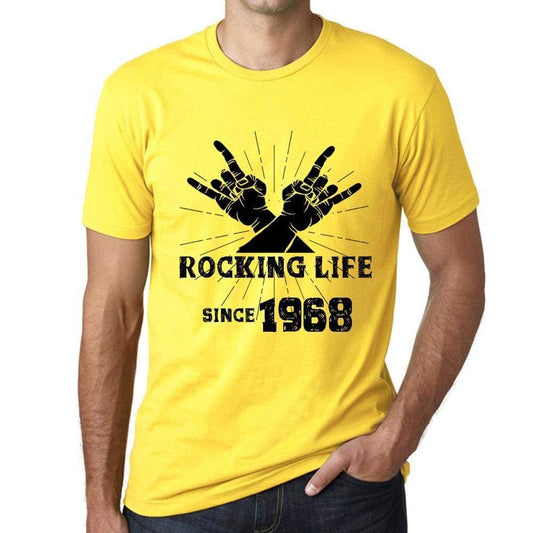 Rocking Life Since 1968 Mens T-Shirt Yellow Birthday Gift 00422 - Yellow / Xs - Casual