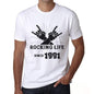 Rocking Life Since 1991 Mens T-Shirt White Birthday Gift 00400 - White / Xs - Casual
