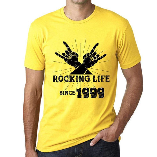 Rocking Life Since 1999 Mens T-Shirt Yellow Birthday Gift 00422 - Yellow / Xs - Casual