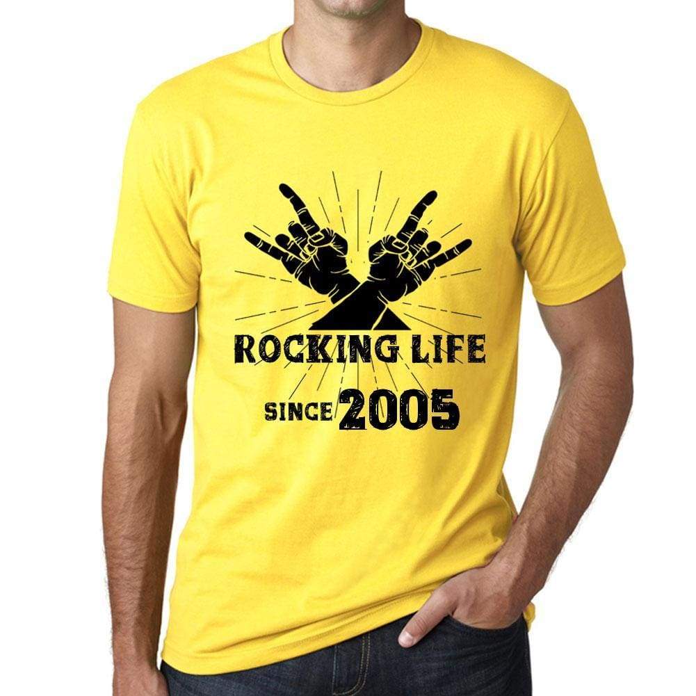 Rocking Life Since 2005 Mens T-Shirt Yellow Birthday Gift 00422 - Yellow / Xs - Casual