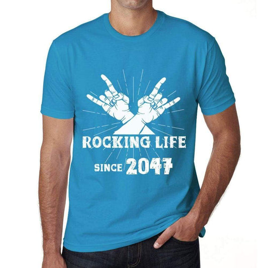 Rocking Life Since 2047 Mens T-Shirt Blue Birthday Gift 00421 - Blue / Xs - Casual