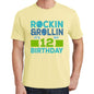 Rockin&rollin 12 Yellow Mens Short Sleeve Round Neck T-Shirt 00278 - Yellow / S - Casual