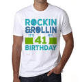 Rockin&Rollin 41, White, Men's Short Sleeve Round Neck T-shirt 00339