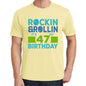 Rockin&rollin 47 Yellow Mens Short Sleeve Round Neck T-Shirt 00278 - Yellow / S - Casual