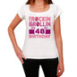 Rockin&rollin 48 White Womens Short Sleeve Round Neck T-Shirt Gift T-Shirt 00343 - White / Xs - Casual