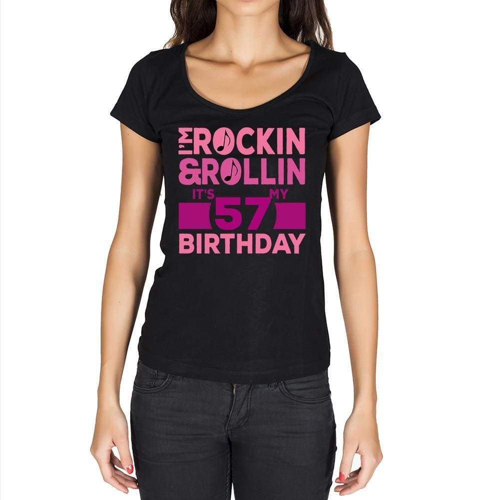 Rockin&rollin 57 Womens Short Sleeve Round Neck T-Shirt 00149 - Black / Xs - Casual