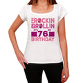Rockin&Rollin 76, White, Women's Short Sleeve Round Neck T-shirt, gift t-shirt 00343