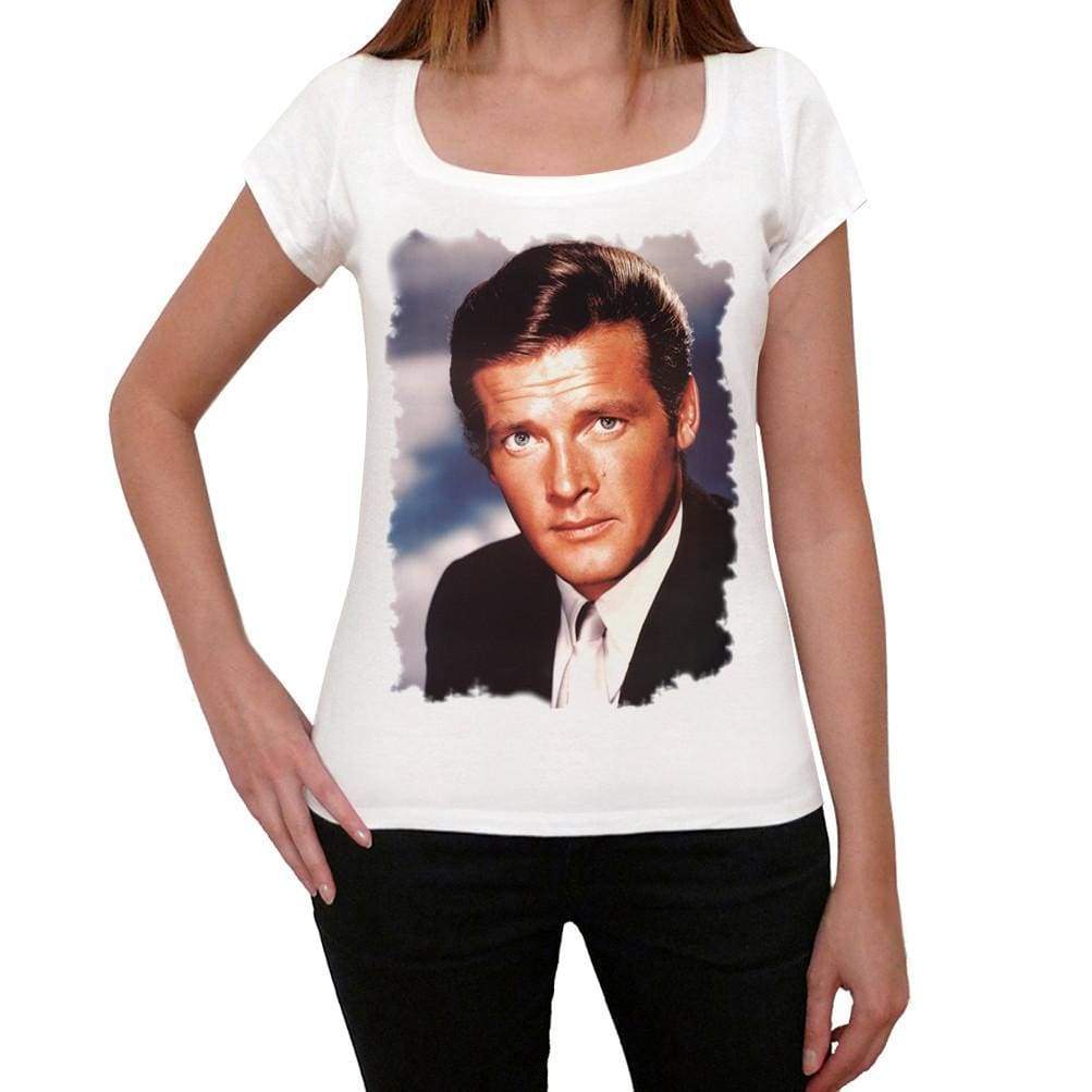 Roger Moore The Saint White Womens Short Sleeve Round Neck T-Shirt Gift T-Shirt 00295 - White / Xs - Casual
