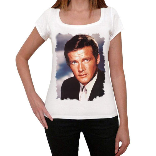Roger Moore The Saint White Womens Short Sleeve Round Neck T-Shirt Gift T-Shirt 00295 - White / Xs - Casual