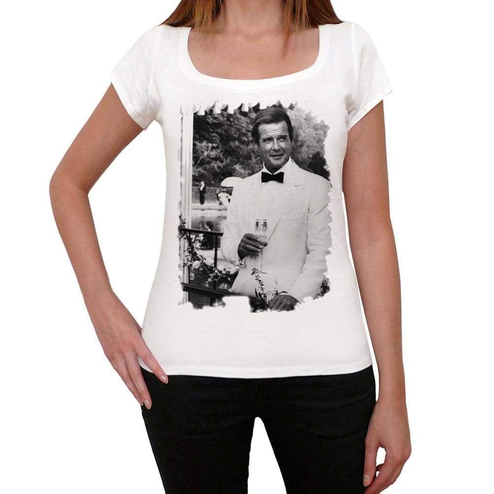 Roger Moore White Suit White Womens Short Sleeve Round Neck T-Shirt Gift T-Shirt 00295 - White / Xs - Casual