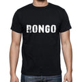 rongo Men's Short Sleeve Round Neck T-shirt , 5 letters Black , word 00006