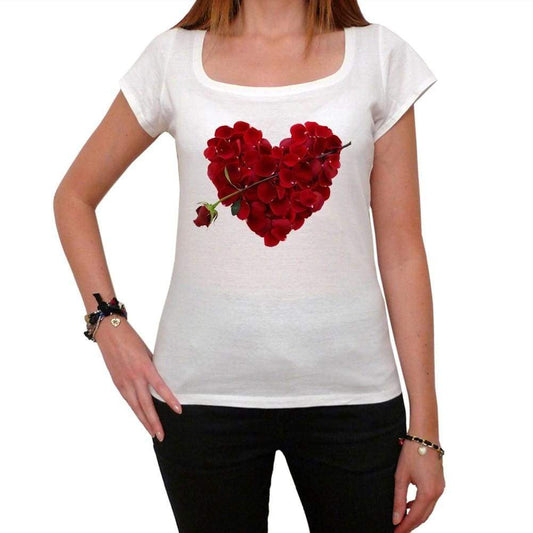 Rose Petal Heart Tshirt White Womens T-Shirt 00157