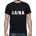 saiva Men's Short Sleeve Round Neck T-shirt , 5 letters Black , word 00006
