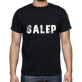 salep Men's Short Sleeve Round Neck T-shirt , 5 letters Black , word 00006