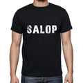 salop Men's Short Sleeve Round Neck T-shirt , 5 letters Black , word 00006