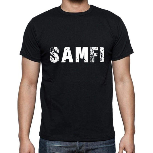 Samfi Mens Short Sleeve Round Neck T-Shirt 5 Letters Black Word 00006 - Casual