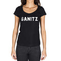 sanitz, German Cities Black, Women's Short Sleeve Round Neck T-shirt 00002