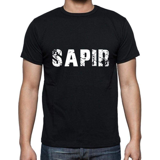 Sapir Mens Short Sleeve Round Neck T-Shirt 5 Letters Black Word 00006 - Casual