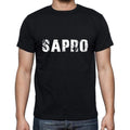 sapro Men's Short Sleeve Round Neck T-shirt , 5 letters Black , word 00006