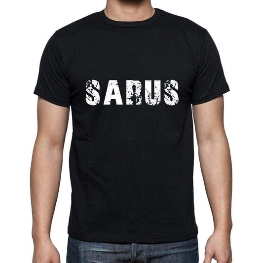 Sarus Mens Short Sleeve Round Neck T-Shirt 5 Letters Black Word 00006 - Casual