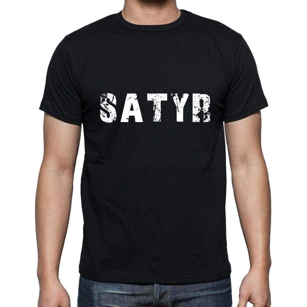 satyr Men's Short Sleeve Round Neck T-shirt , 5 letters Black , word 00006 - Ultrabasic